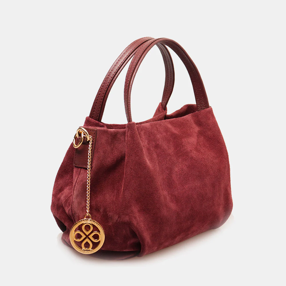 Borsa a Mano con Tracolla VIAVERDI in Camoscio Bordeaux Made in Italy linea Castiglione - Image 2