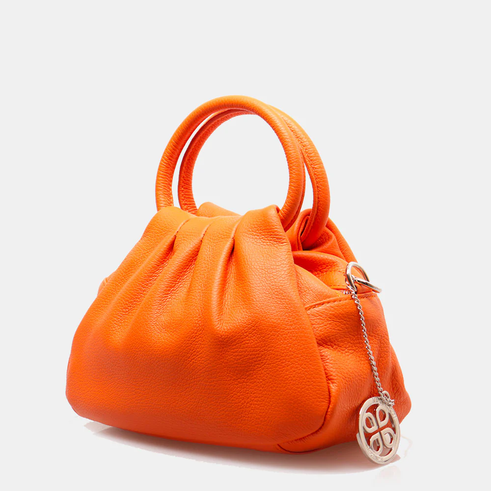 Borsa a Mano con Tracolla VIAVERDI in Pelle Arancio Made in Italy linea Certaldo - Image 4