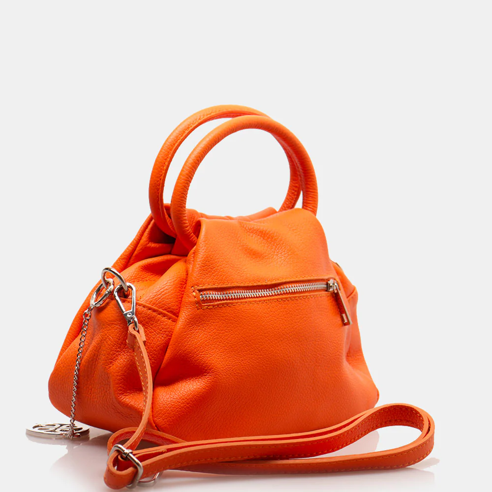 Borsa a Mano con Tracolla VIAVERDI in Pelle Arancio Made in Italy linea Certaldo - Image 5