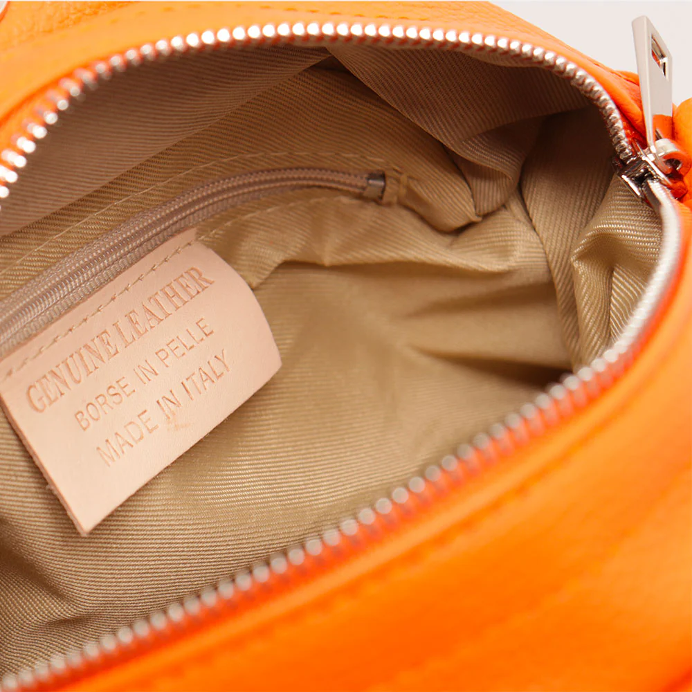 Borsa a Mano con Tracolla VIAVERDI in Pelle Arancio Made in Italy linea Certaldo - Image 7