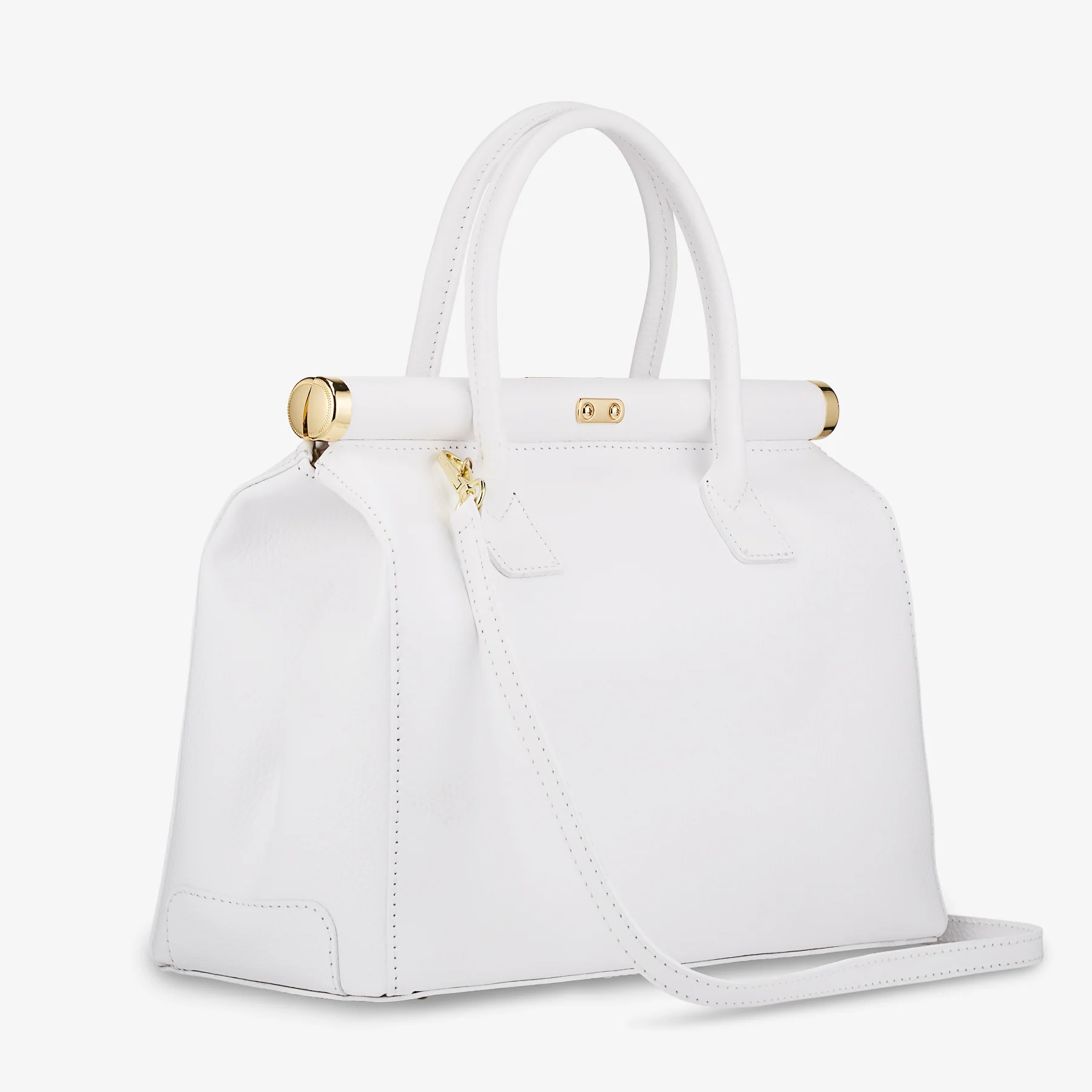 Borsa a Mano con Tracolla VIAVERDI in Pelle Bianca Made in Italy Linea Barga - Image 5