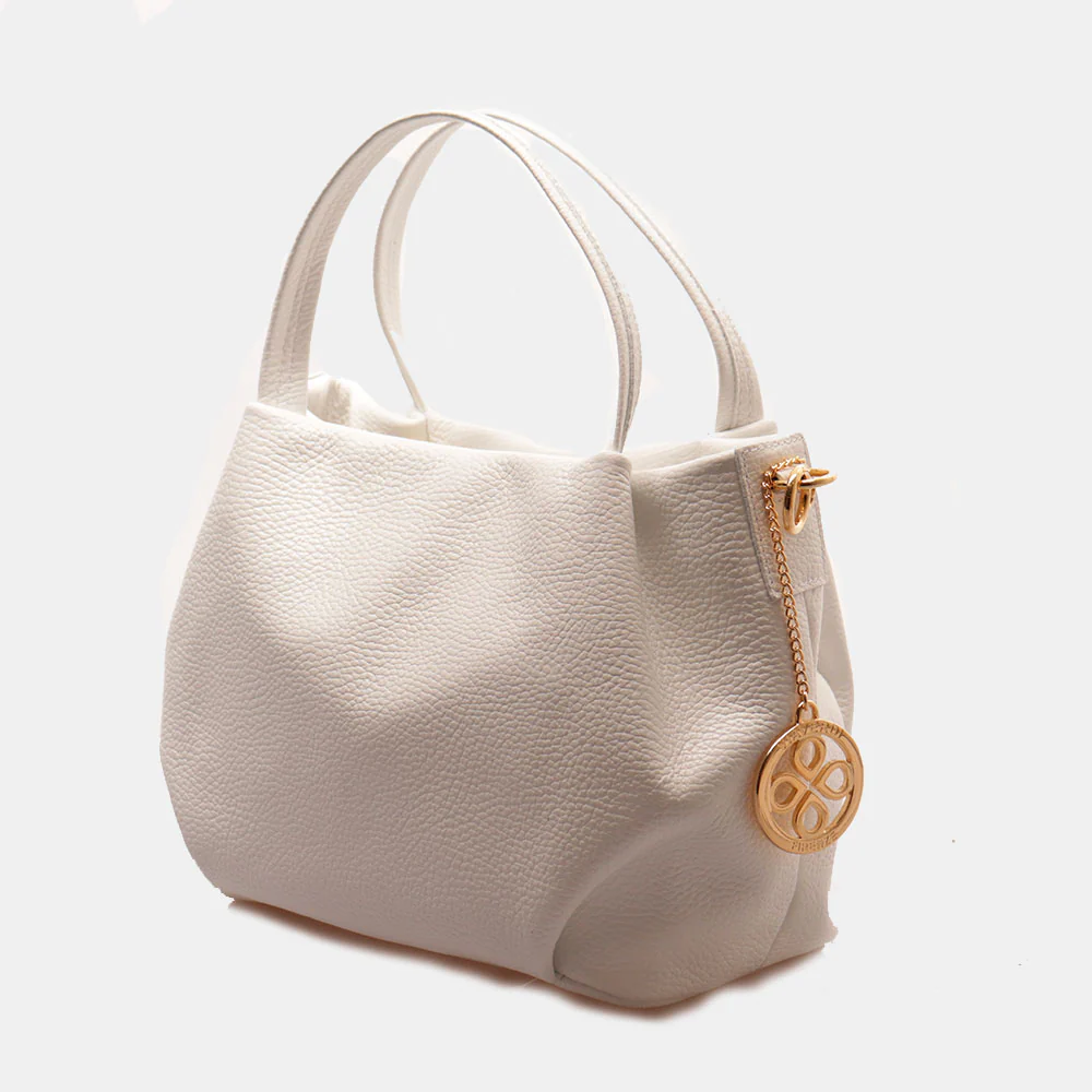 Borsa a Mano con Tracolla VIAVERDI in Pelle Bianca Made in Italy linea Castiglione - Image 3