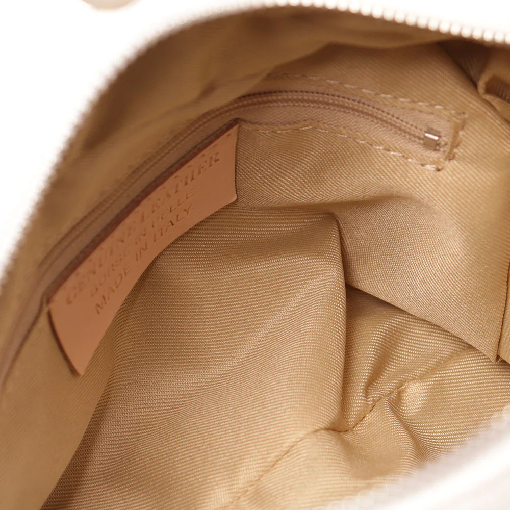 Borsa a Mano con Tracolla VIAVERDI in Pelle Bianca Made in Italy linea Certaldo - Image 8