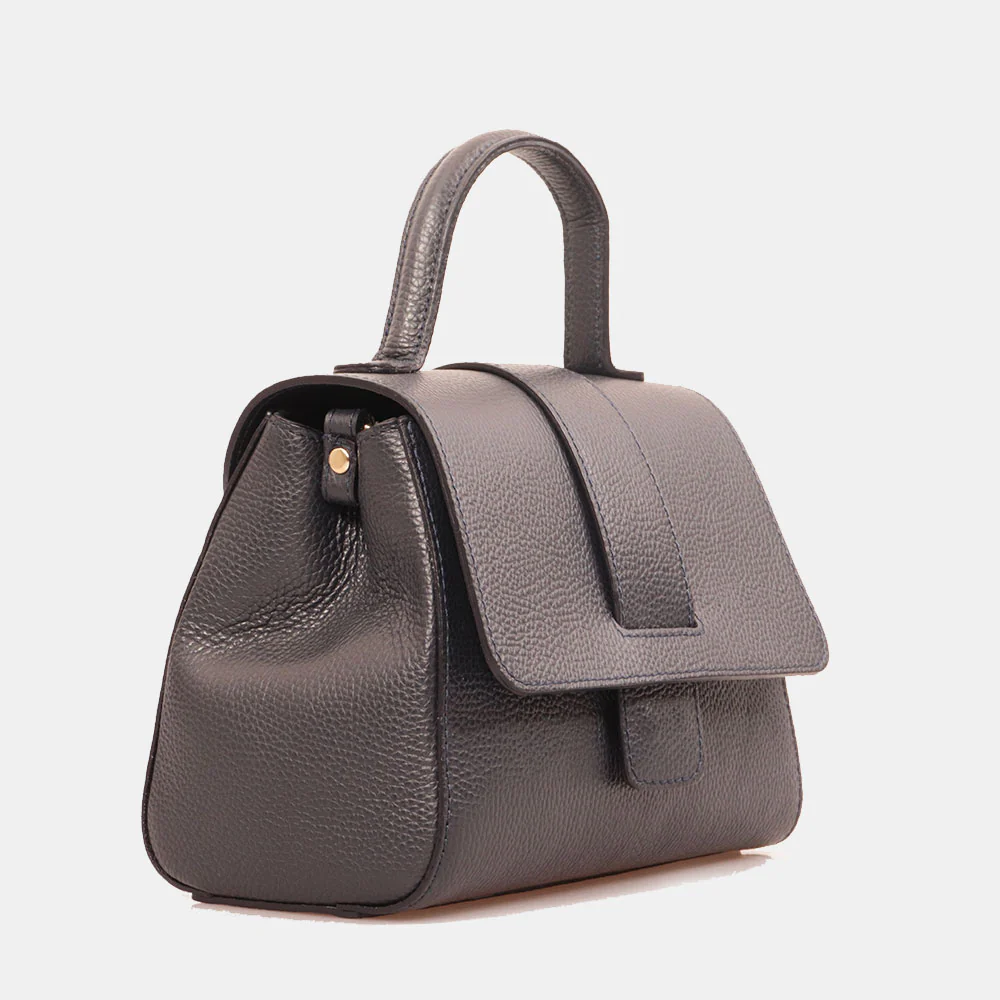 Borsa a Mano con Tracolla VIAVERDI in Pelle Blu Made in Italy linea Fiesole - Image 4