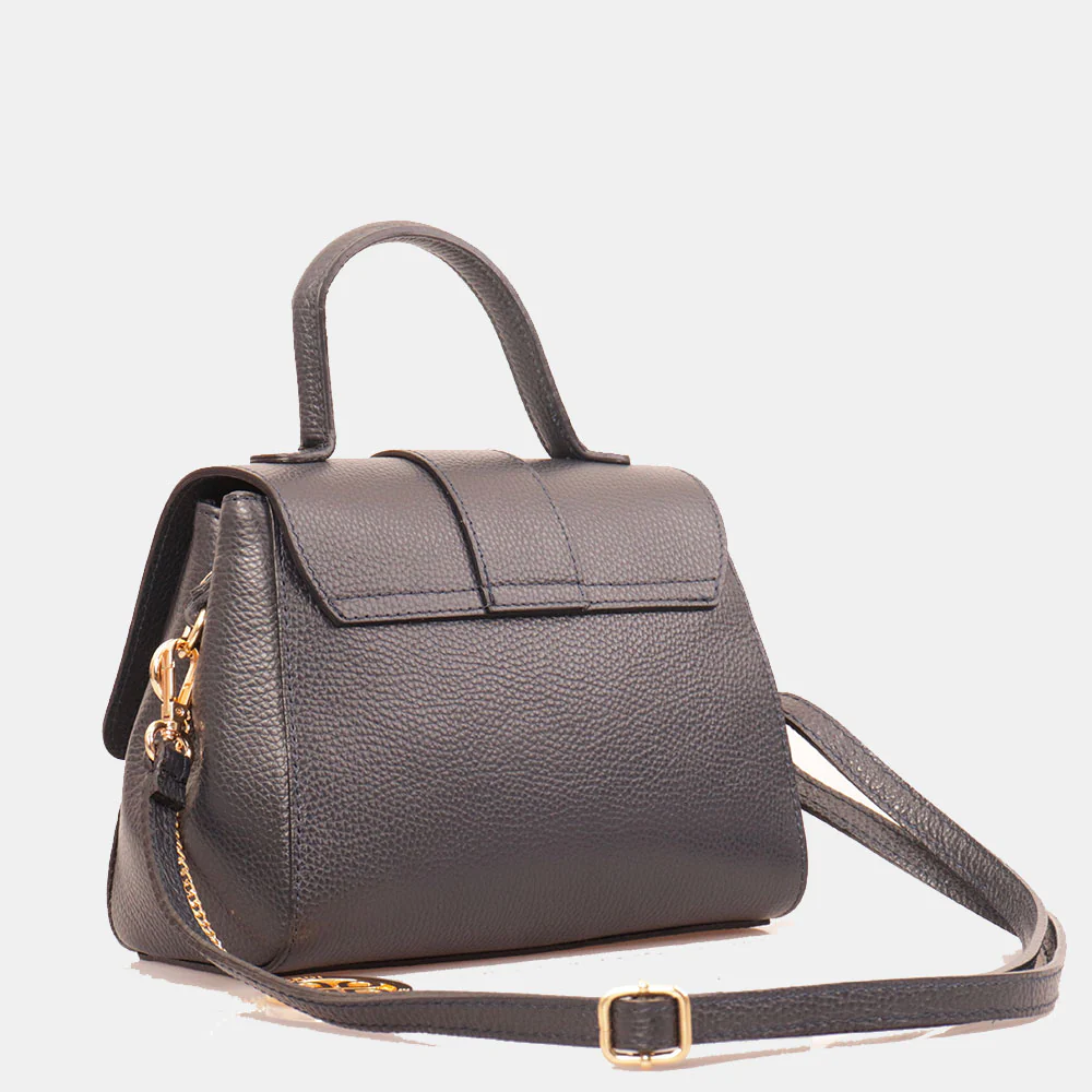Borsa a Mano con Tracolla VIAVERDI in Pelle Blu Made in Italy linea Fiesole - Image 5