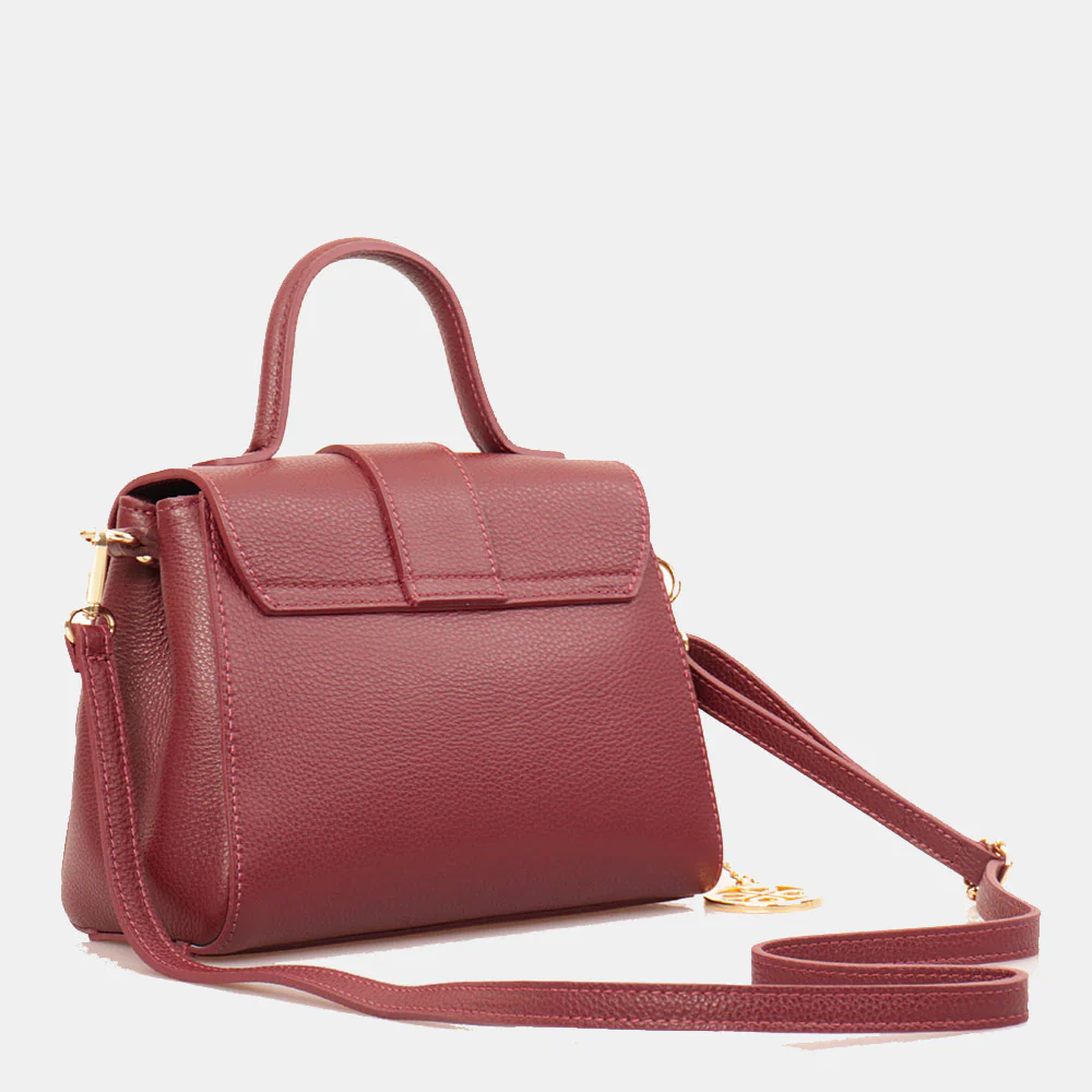 Borsa a Mano con Tracolla VIAVERDI in Pelle Bordeaux Made in Italy linea Fiesole - Image 5