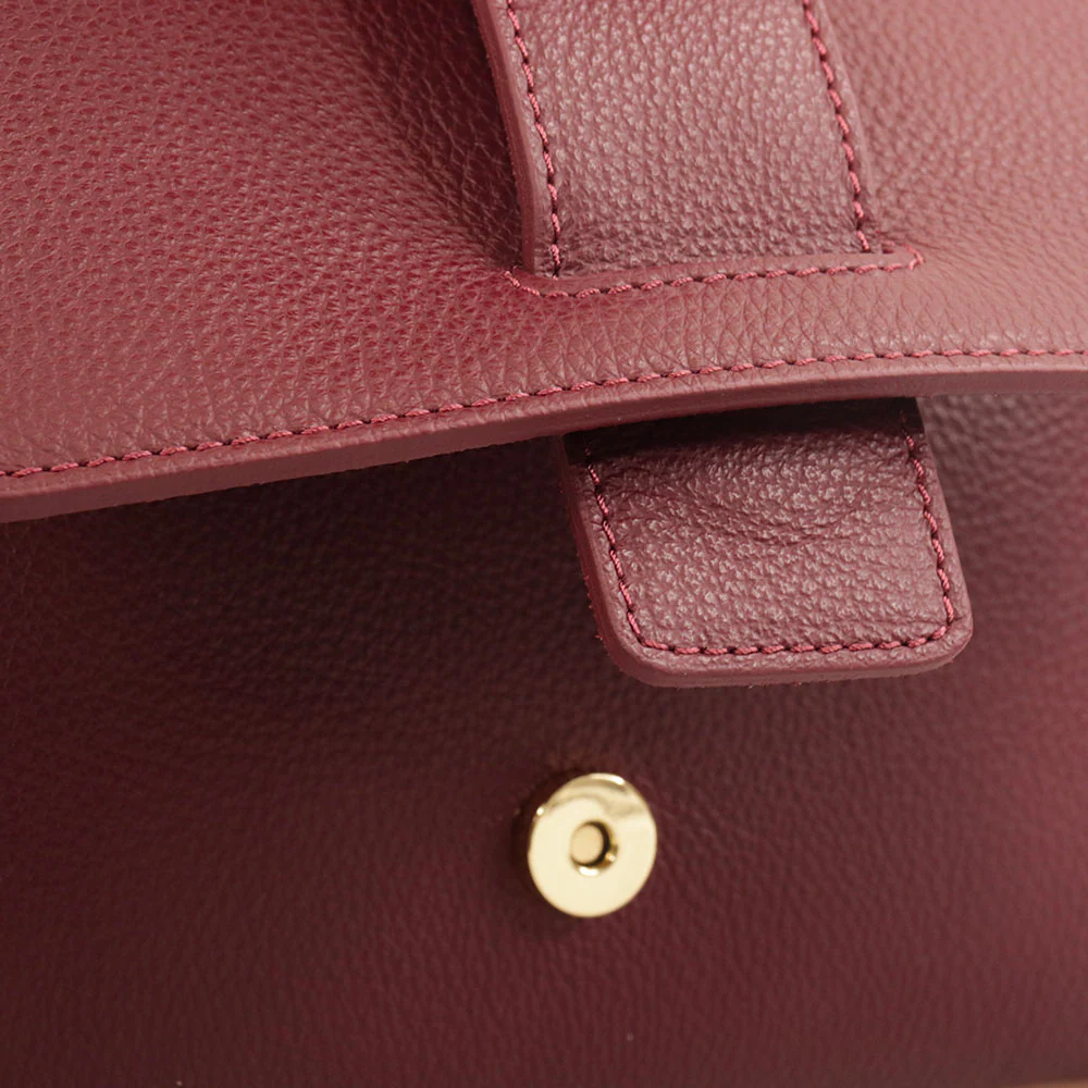 Borsa a Mano con Tracolla VIAVERDI in Pelle Bordeaux Made in Italy linea Fiesole - Image 7