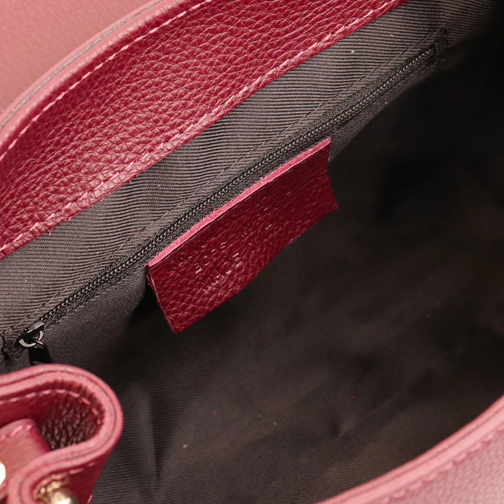 Borsa a Mano con Tracolla VIAVERDI in Pelle Bordeaux Made in Italy linea Fiesole - Image 8