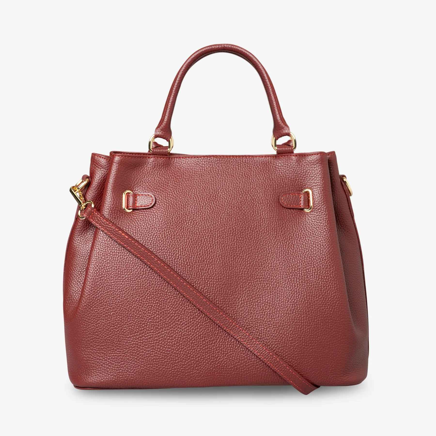 Borsa Grande a Mano con Tracolla VIAVERDI in Pelle Bordeaux Made in Italy linea Artimino - Image 5