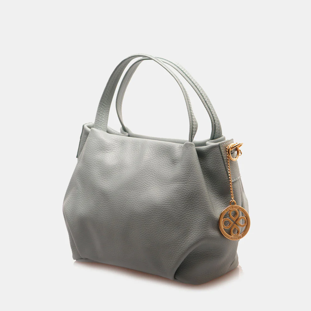Borsa a Mano con Tracolla VIAVERDI in Pelle Celeste Avio Made in Italy linea Castiglione - Image 3