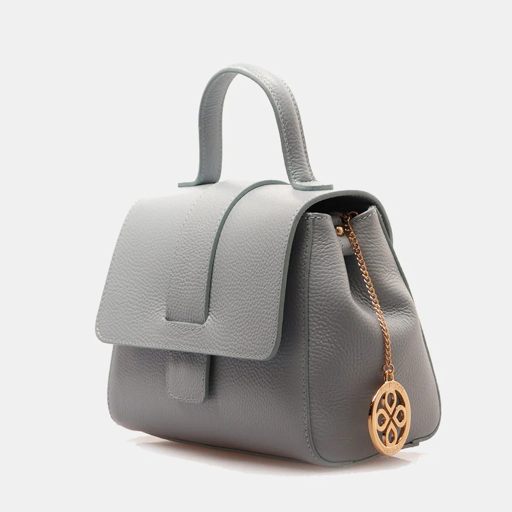 Borsa a Mano con Tracolla VIAVERDI in Pelle Celeste Avio Made in Italy linea Fiesole - Image 4