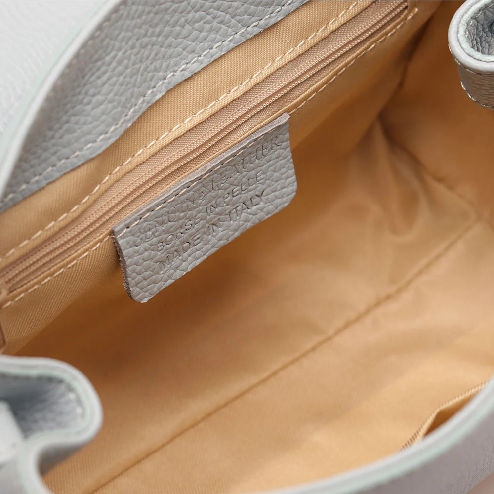 Borsa a Mano con Tracolla VIAVERDI in Pelle Celeste Avio Made in Italy linea Fiesole - Image 8