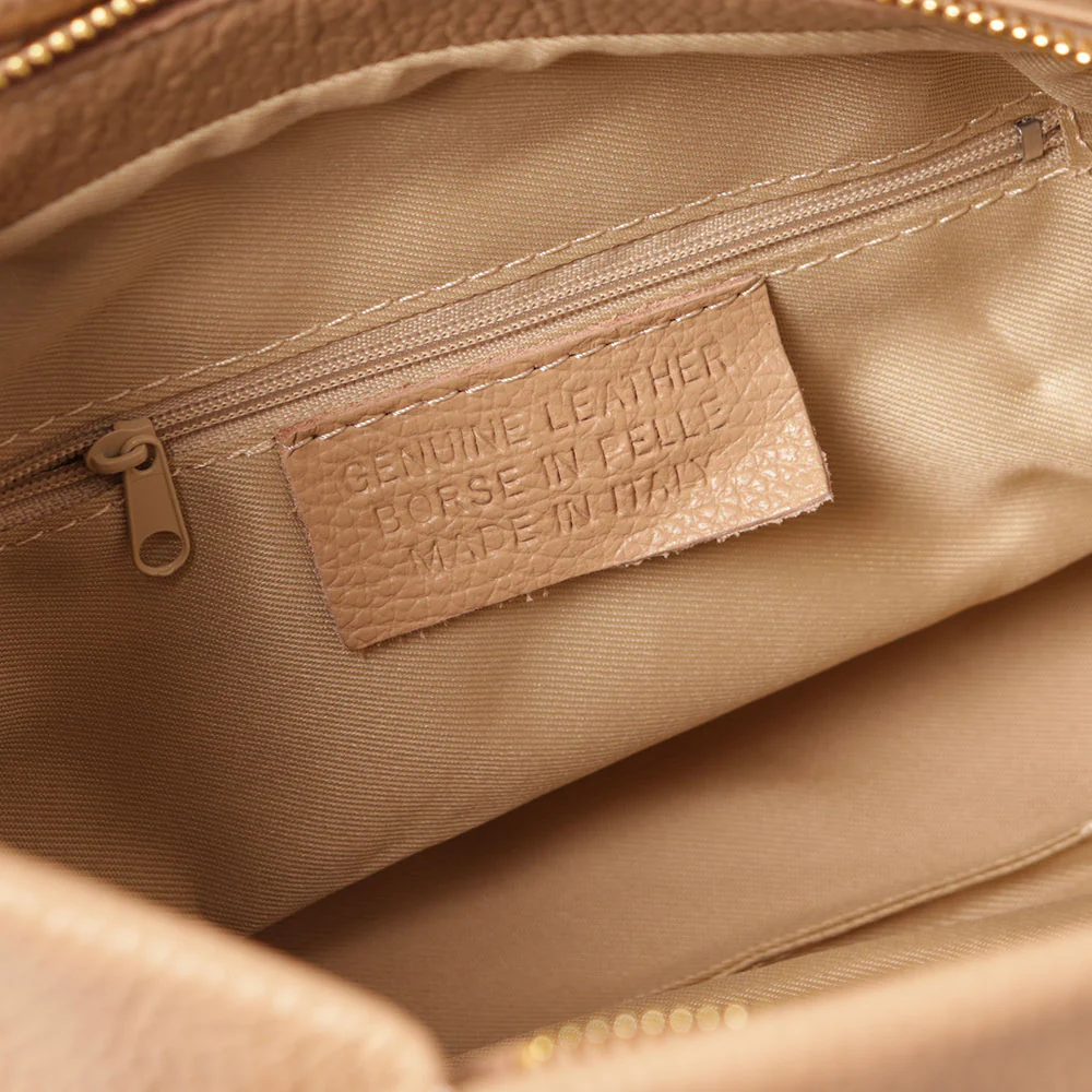 Borsa a Mano con Tracolla VIAVERDI in Pelle Cipria Made in Italy linea Castiglione - Image 5