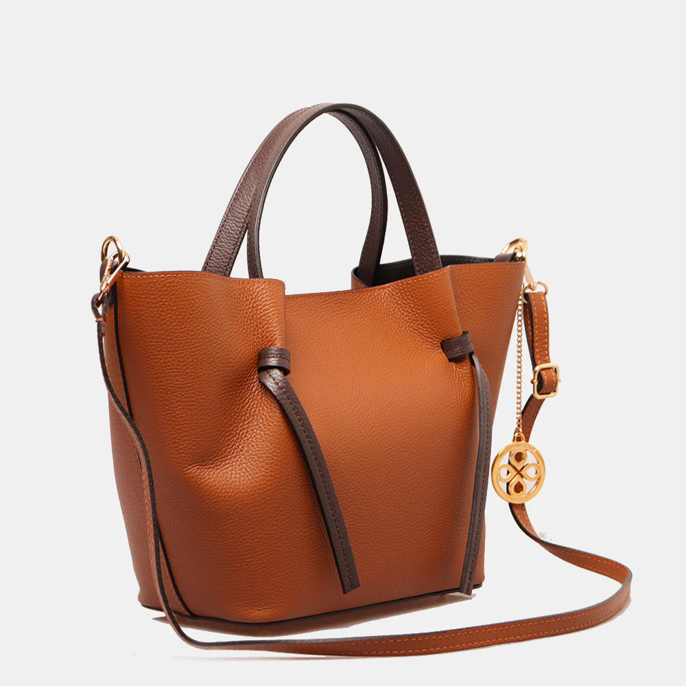 Borsa a Mano con Tracolla VIAVERDI in Pelle Cuoio e Marrone Made in Italy linea Castiglione - Image 3