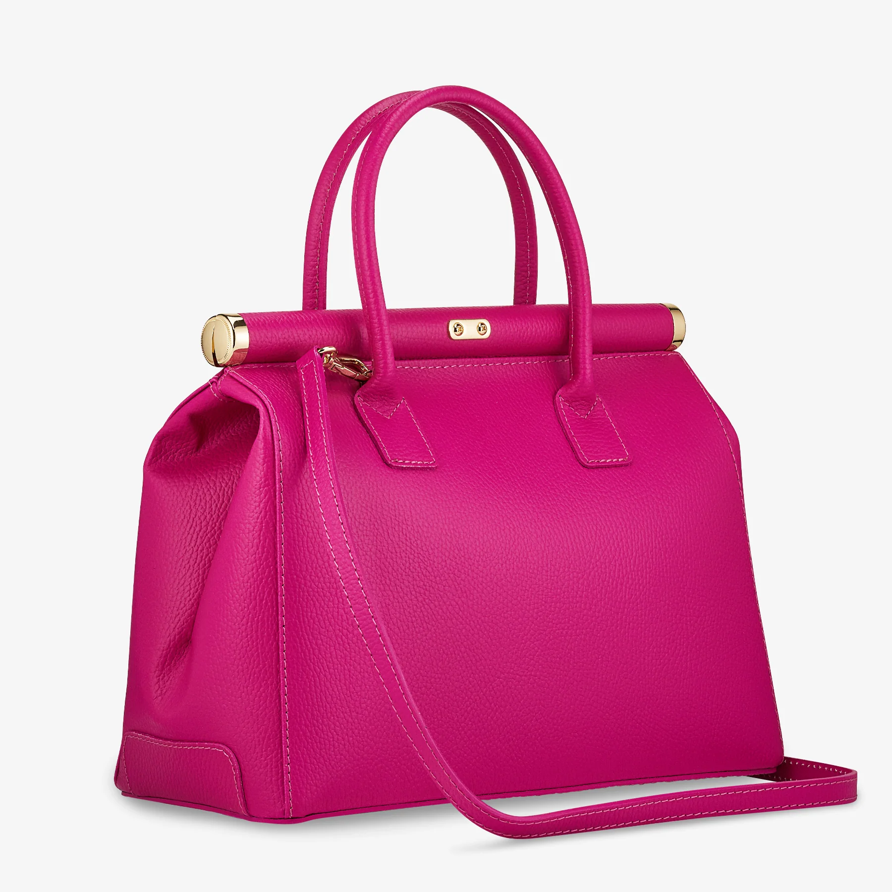 Borsa a Mano con Tracolla VIAVERDI in Pelle Fucsia Made in Italy Linea Barga - Image 4