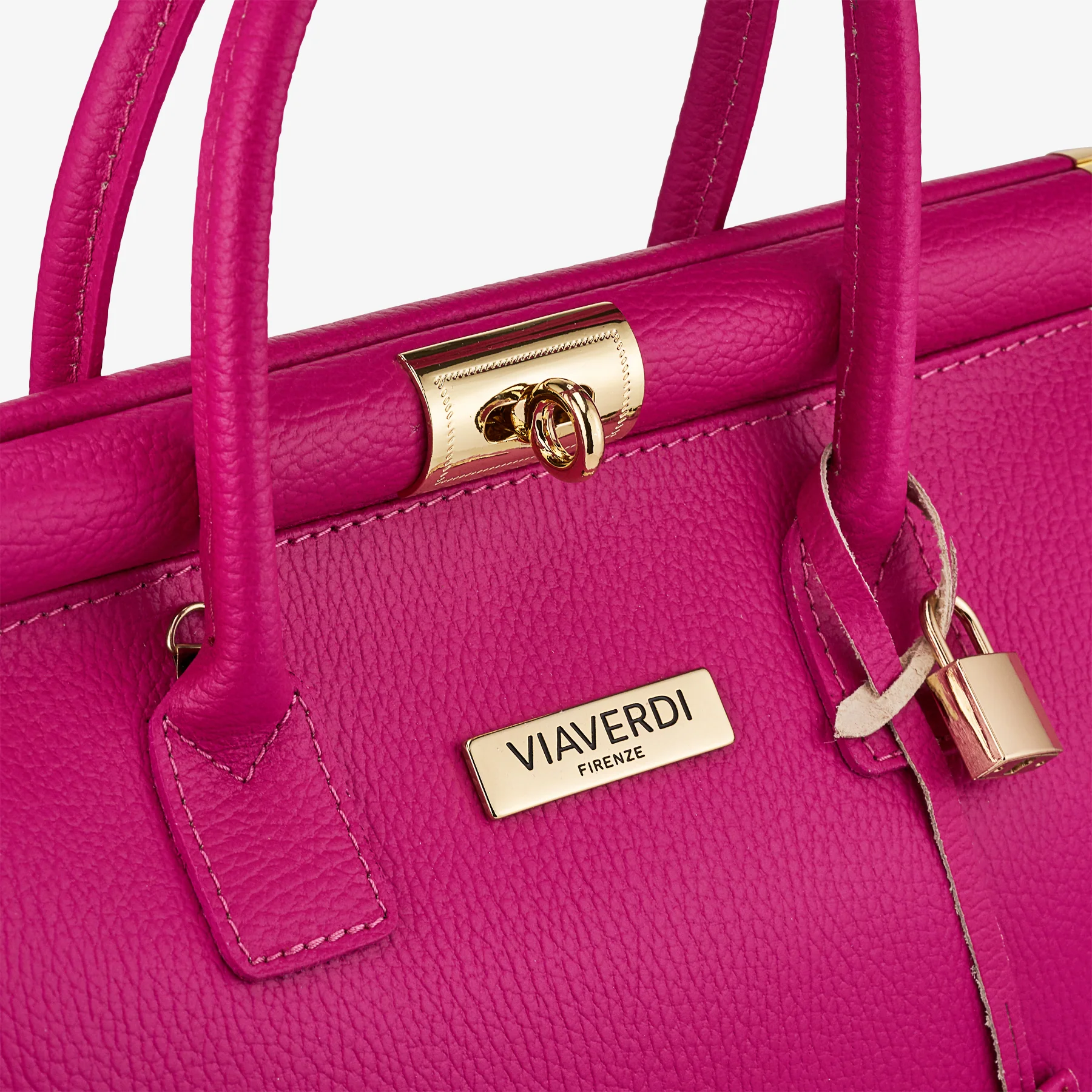 Borsa a Mano con Tracolla VIAVERDI in Pelle Fucsia Made in Italy Linea Barga - Image 7