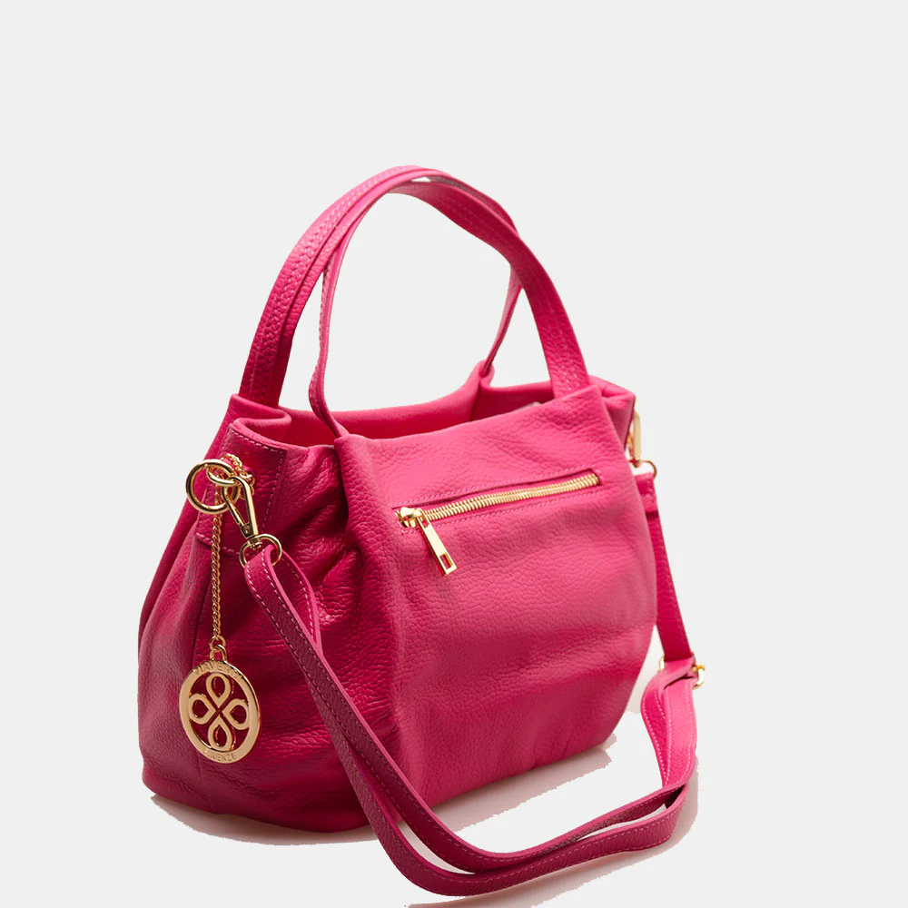 Borsa a Mano con Tracolla VIAVERDI in Pelle Fucsia Made in Italy linea Castiglione - Image 4