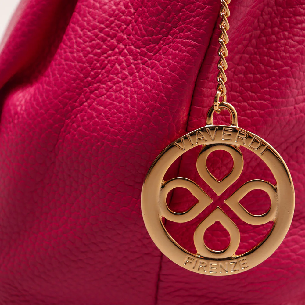 Borsa a Mano con Tracolla VIAVERDI in Pelle Fucsia Made in Italy linea Castiglione - Image 6