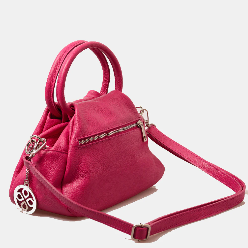 Borsa a Mano con Tracolla VIAVERDI in Pelle Fucsia Made in Italy linea Certaldo - Image 6