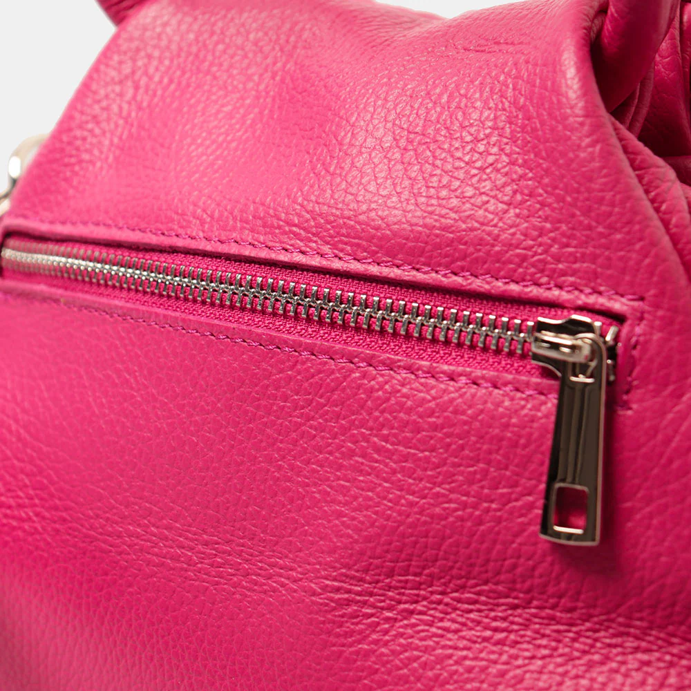 Borsa a Mano con Tracolla VIAVERDI in Pelle Fucsia Made in Italy linea Certaldo - Image 7