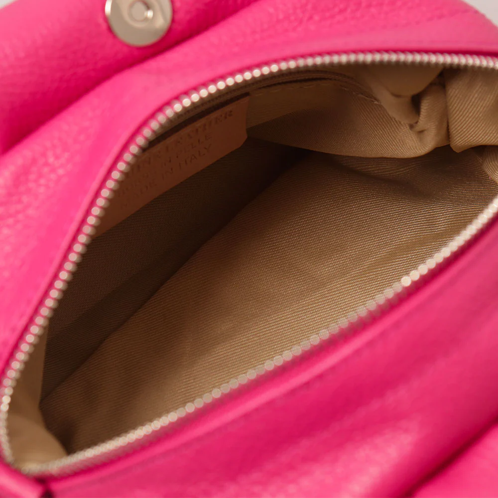 Borsa a Mano con Tracolla VIAVERDI in Pelle Fucsia Made in Italy linea Certaldo - Image 8