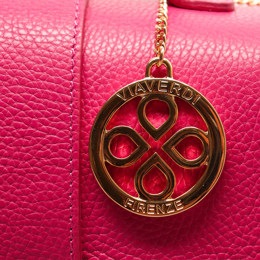 Borsa a Mano con Tracolla VIAVERDI in Pelle Fucsia Made in Italy linea Fiesole - Image 10