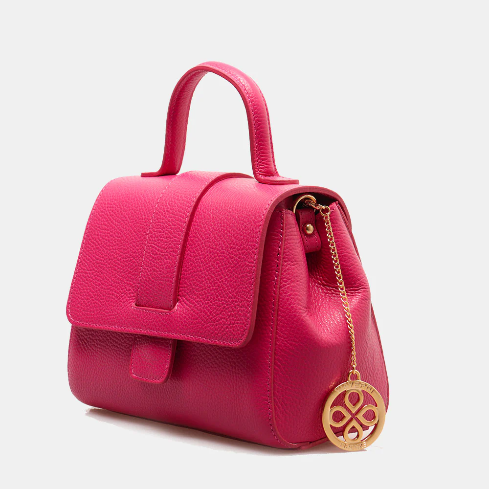 Borsa a Mano con Tracolla VIAVERDI in Pelle Fucsia Made in Italy linea Fiesole - Image 5