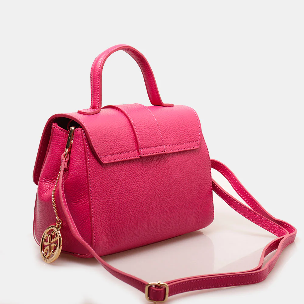 Borsa a Mano con Tracolla VIAVERDI in Pelle Fucsia Made in Italy linea Fiesole - Image 6