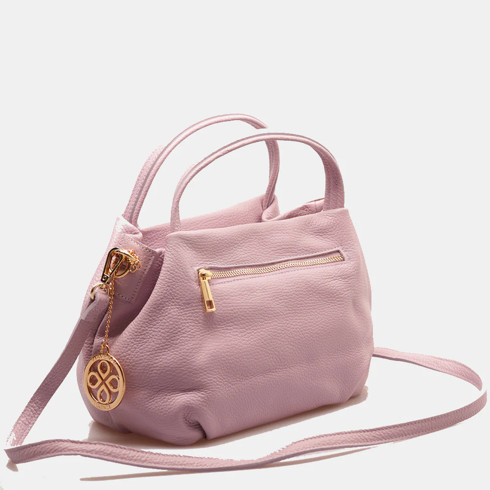 Borsa a Mano con Tracolla VIAVERDI in Pelle Lilla Made in Italy linea Castiglione - Image 4