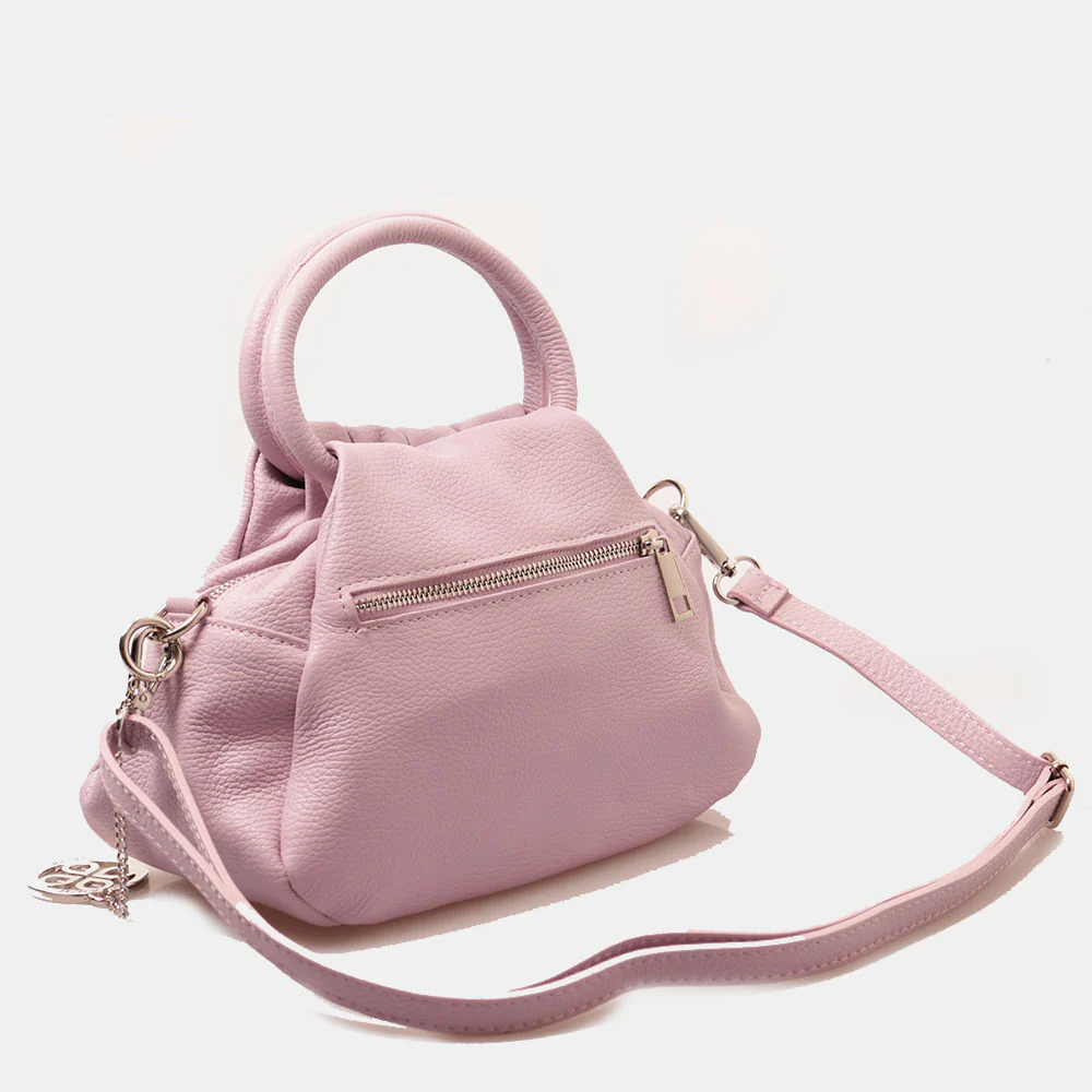 Borsa a Mano con Tracolla VIAVERDI in Pelle Lilla Made in Italy linea Certaldo - Image 8