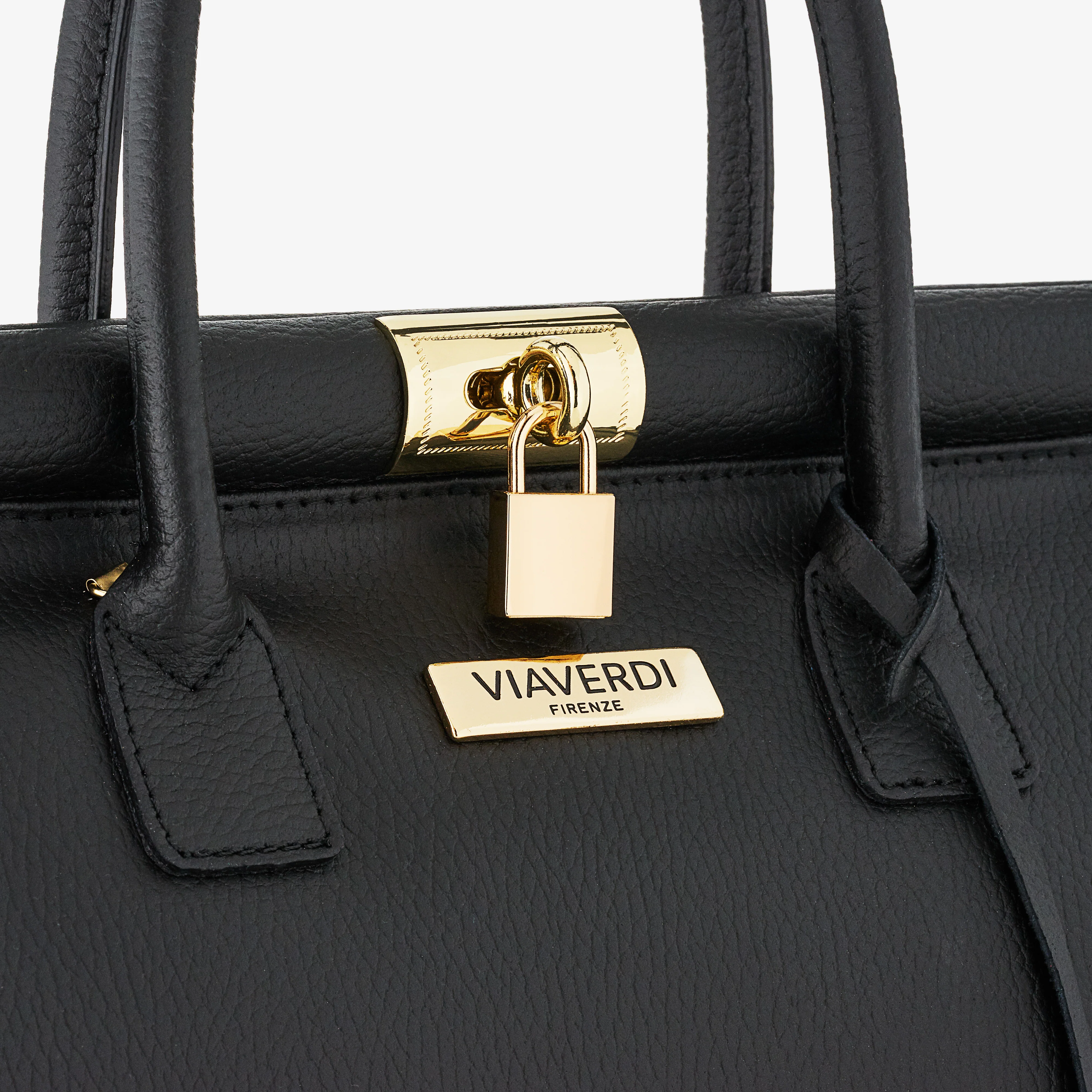 Borsa a Mano con Tracolla VIAVERDI in Pelle Nera Made in Italy Linea Barga - Image 4