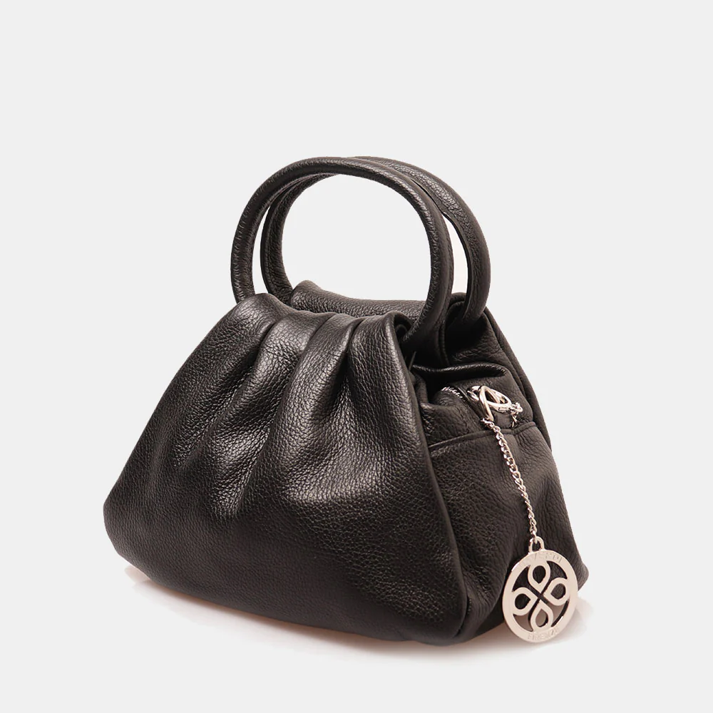 Borsa a Mano con Tracolla VIAVERDI in Pelle Nera Made in Italy linea Certaldo - Image 4