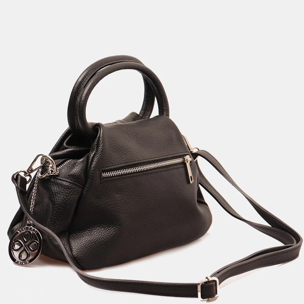 Borsa a Mano con Tracolla VIAVERDI in Pelle Nera Made in Italy linea Certaldo - Image 5