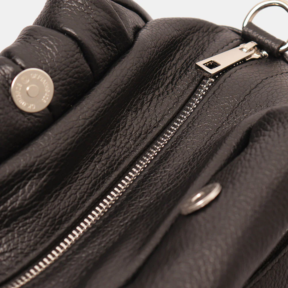 Borsa a Mano con Tracolla VIAVERDI in Pelle Nera Made in Italy linea Certaldo - Image 7
