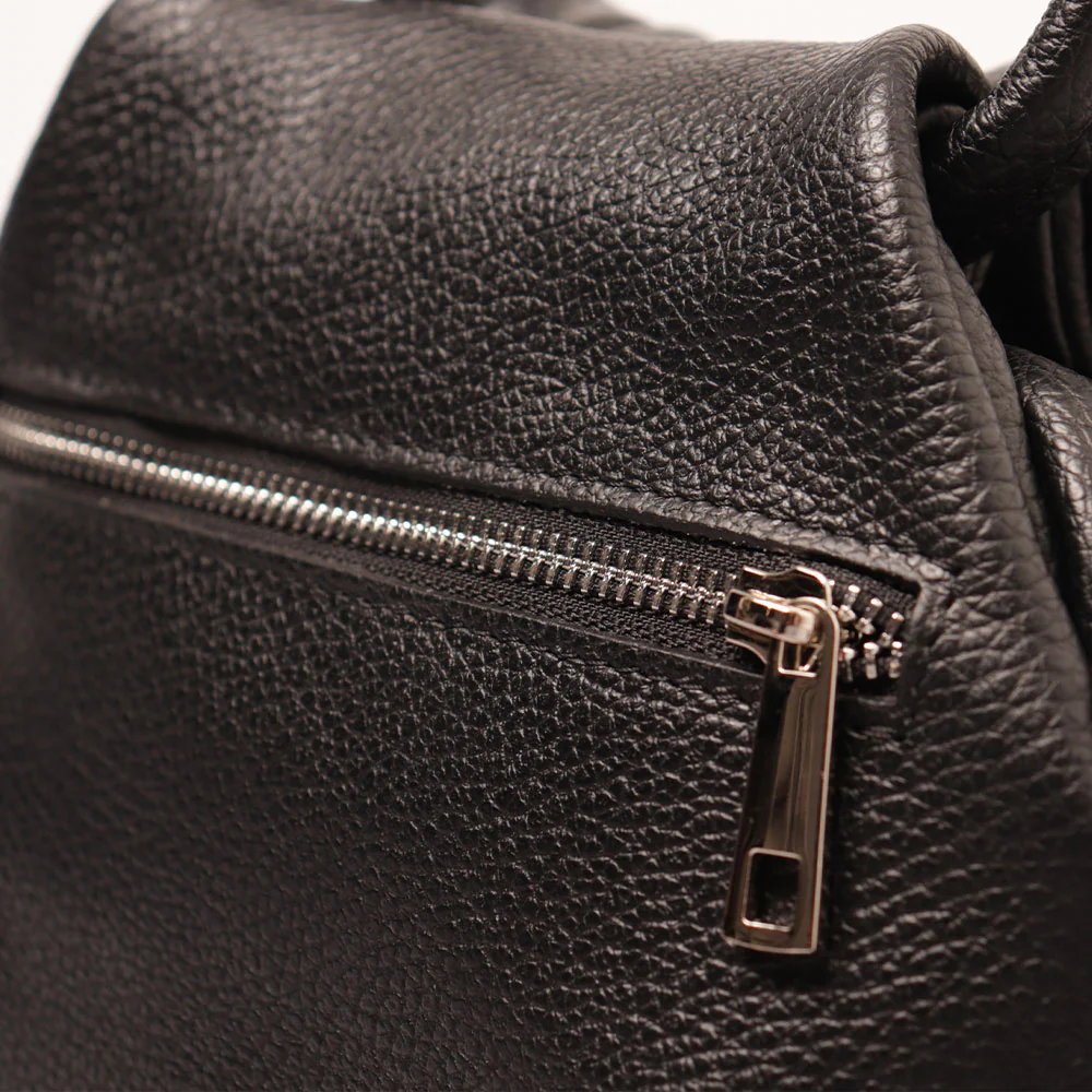 Borsa a Mano con Tracolla VIAVERDI in Pelle Nera Made in Italy linea Certaldo - Image 9