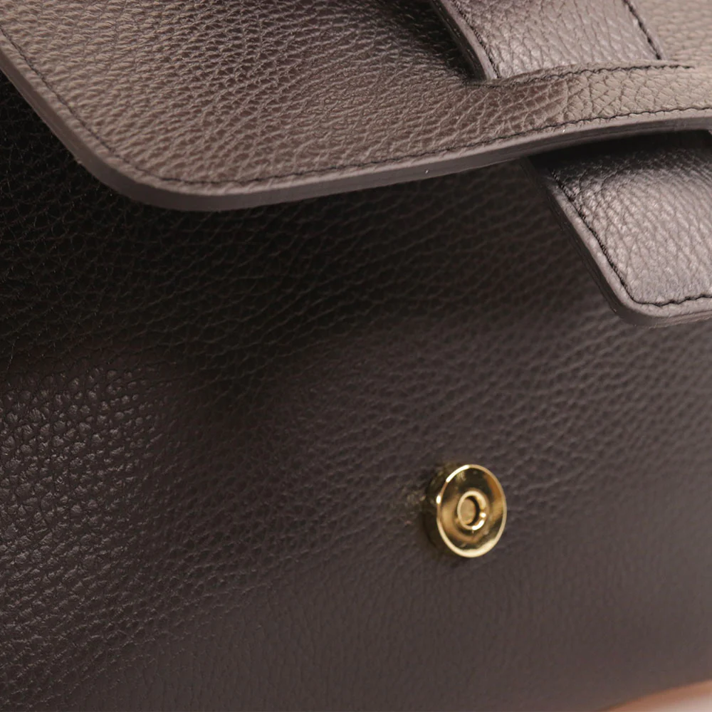 Borsa a Mano con Tracolla VIAVERDI in Pelle Nera Made in Italy linea Fiesole - Image 6