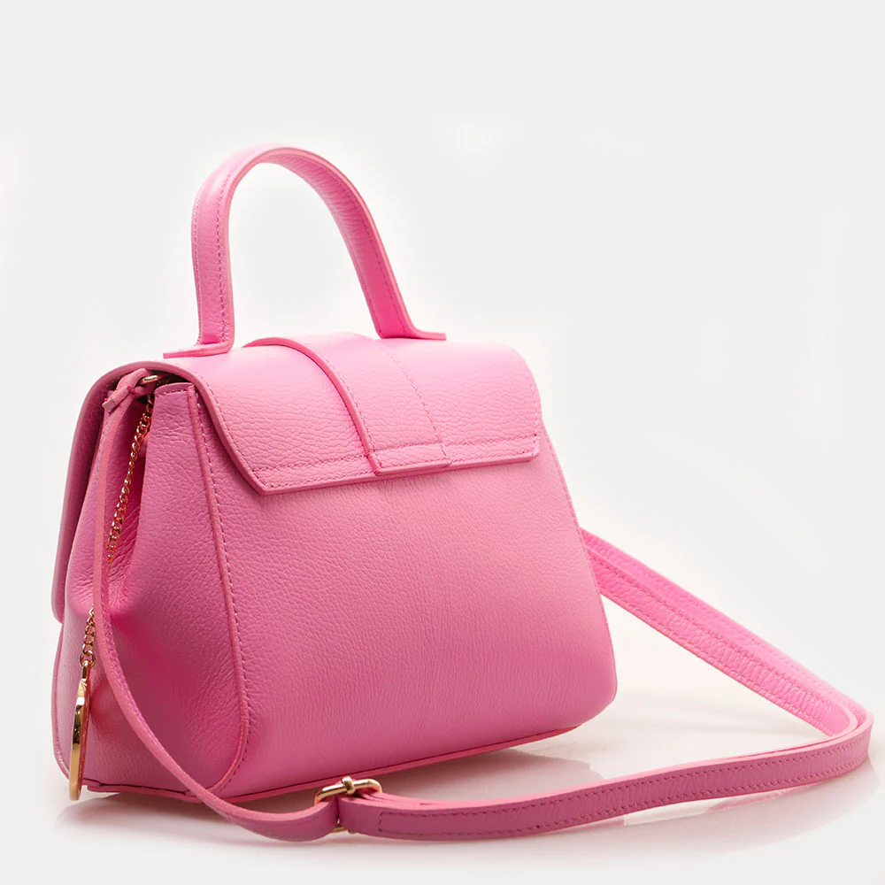 Borsa a Mano con Tracolla VIAVERDI in Pelle Rosa Made in Italy linea Fiesole - Image 5