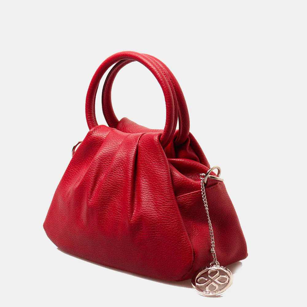 Borsa a Mano con Tracolla VIAVERDI in Pelle Rossa Made in Italy linea Certaldo - Image 4