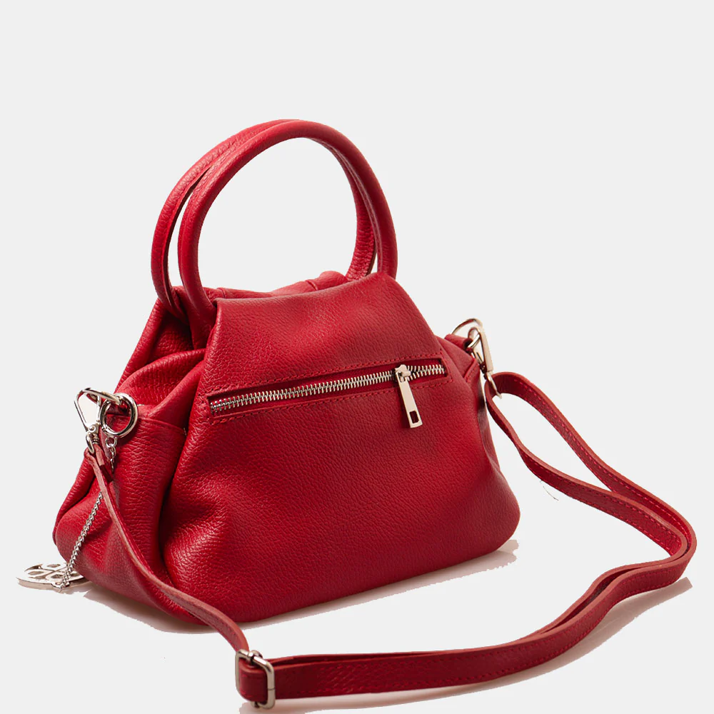Borsa a Mano con Tracolla VIAVERDI in Pelle Rossa Made in Italy linea Certaldo - Image 5