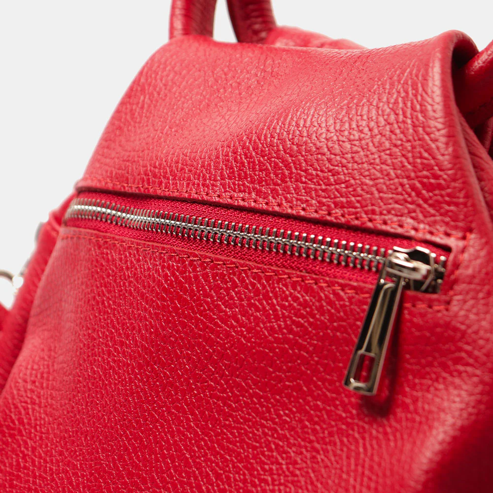 Borsa a Mano con Tracolla VIAVERDI in Pelle Rossa Made in Italy linea Certaldo - Image 8