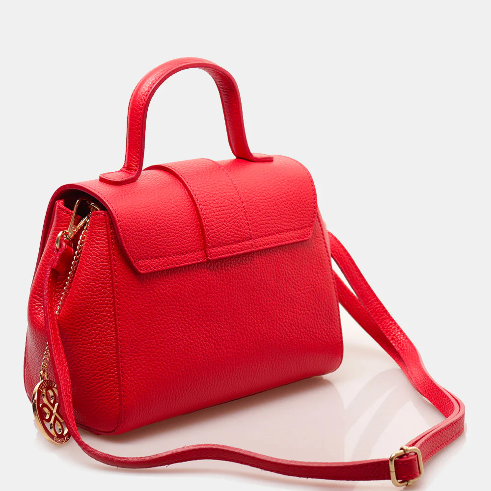 Borsa a Mano con Tracolla VIAVERDI in Pelle Rossa Made in Italy linea Fiesole - Image 8