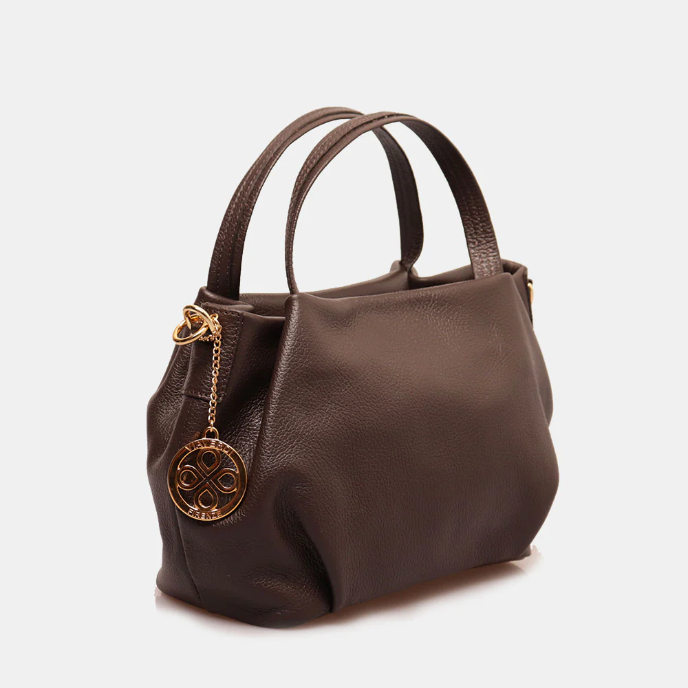 Borsa a Mano con Tracolla VIAVERDI in Pelle Testa di Moro Made in Italy linea Castiglione - Image 3