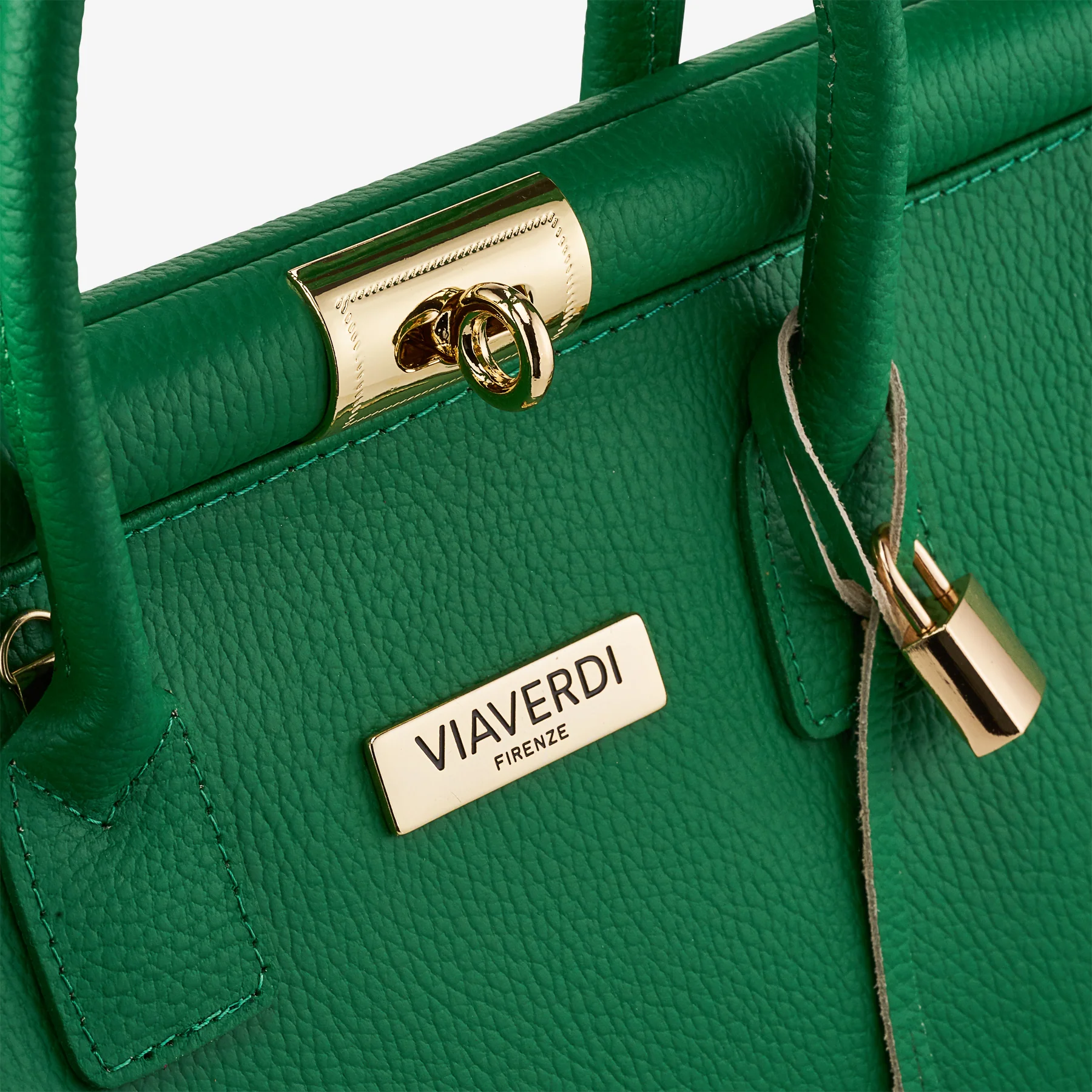 Borsa a Mano con Tracolla VIAVERDI in Pelle Verde Made in Italy Linea Barga - Image 6