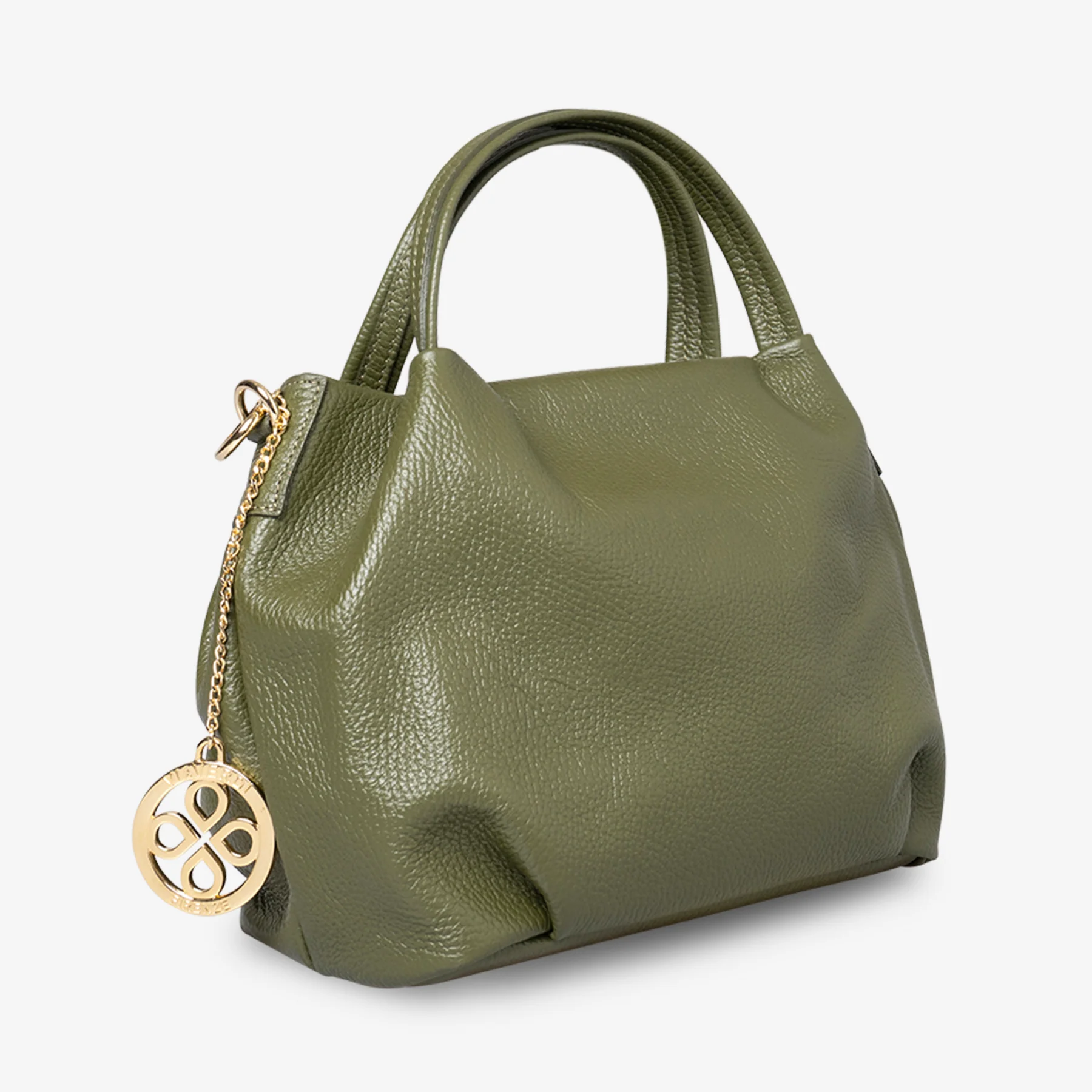 Borsa a Mano con Tracolla VIAVERDI in Pelle Verde Made in Italy linea Castiglione - Image 3