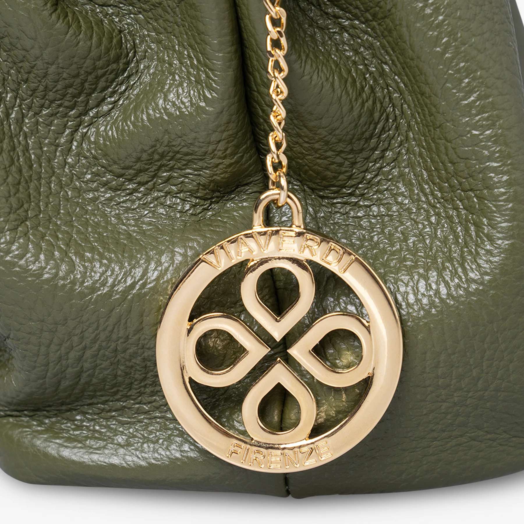 Borsa a Mano con Tracolla VIAVERDI in Pelle Verde Made in Italy linea Castiglione - Image 4