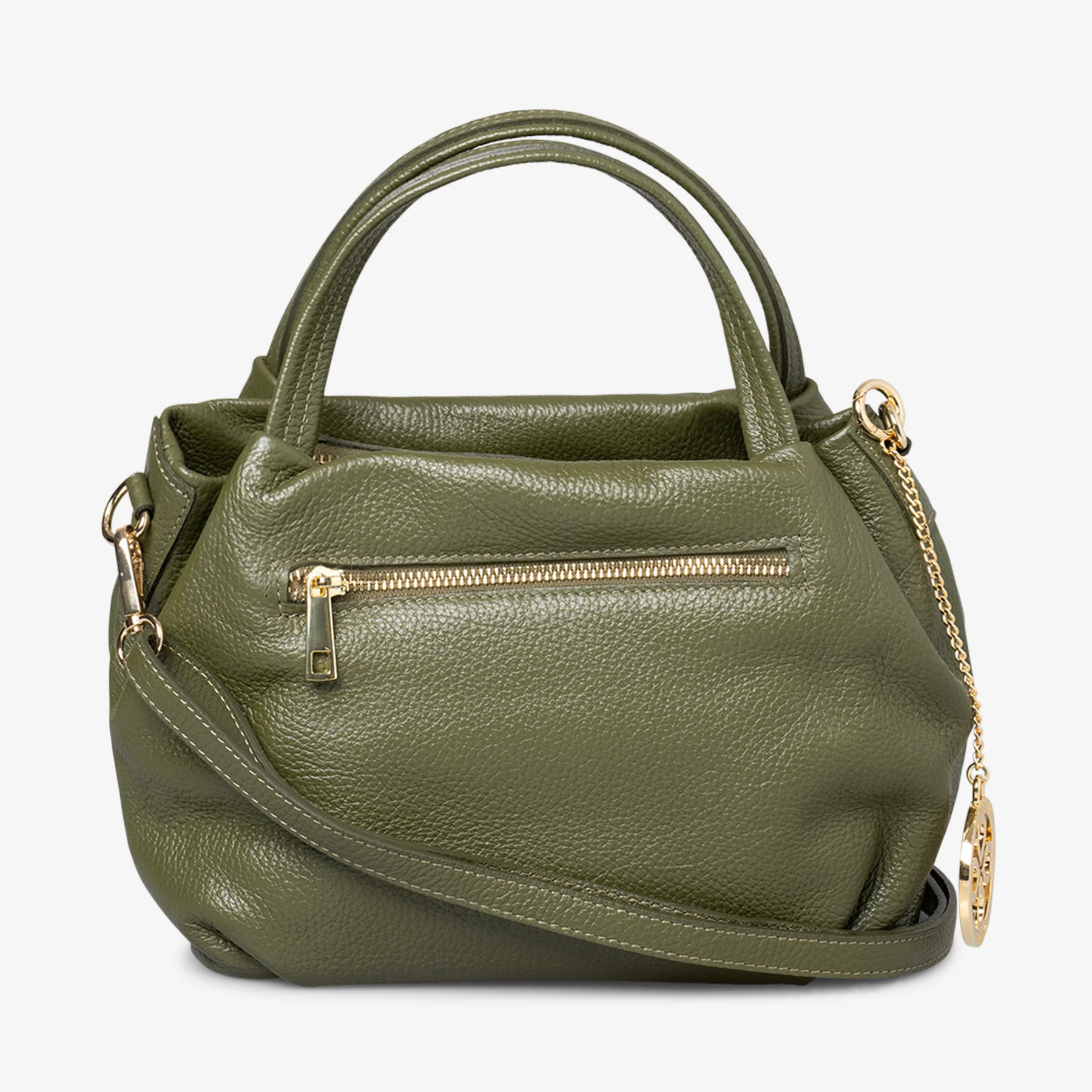 Borsa a Mano con Tracolla VIAVERDI in Pelle Verde Made in Italy linea Castiglione - Image 5
