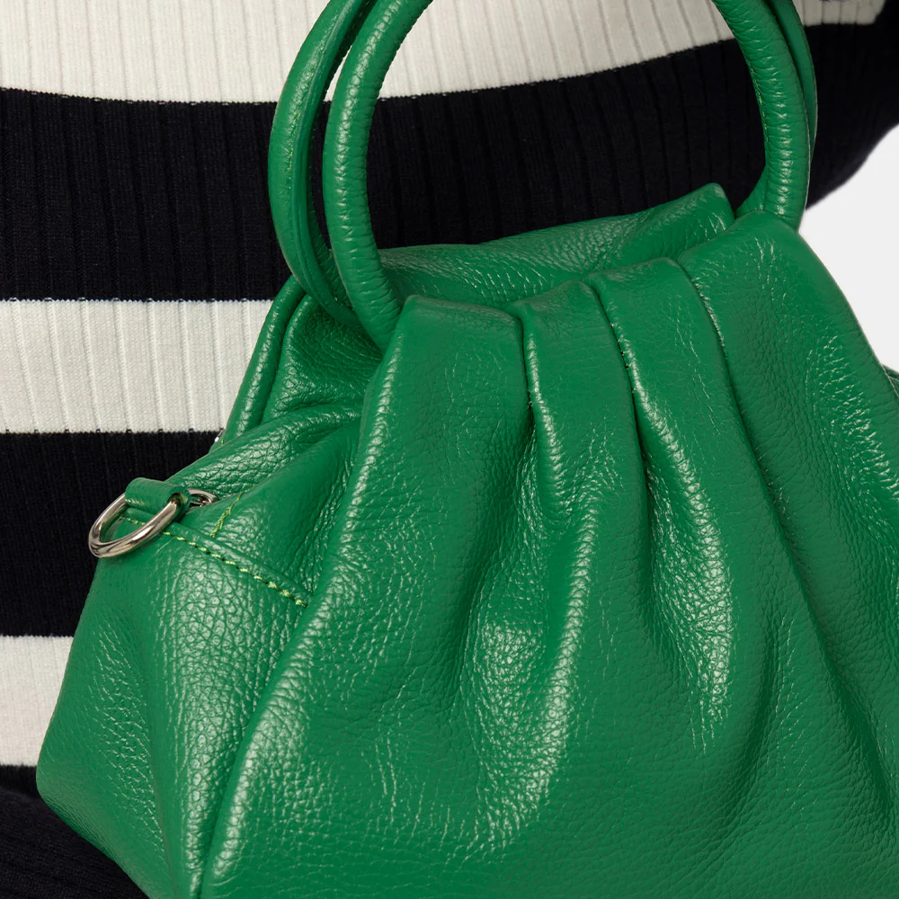 Borsa a Mano con Tracolla VIAVERDI in Pelle Verde Made in Italy linea Certaldo - Image 12