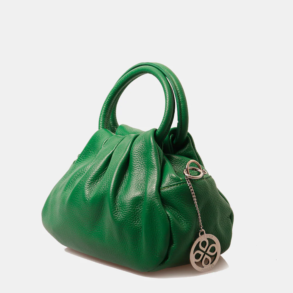 Borsa a Mano con Tracolla VIAVERDI in Pelle Verde Made in Italy linea Certaldo - Image 4