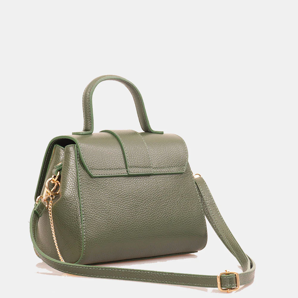 Borsa a Mano con Tracolla VIAVERDI in Pelle Verde Made in Italy linea Fiesole - Image 5