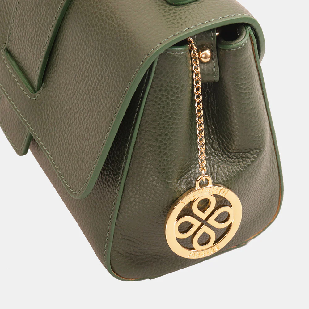 Borsa a Mano con Tracolla VIAVERDI in Pelle Verde Made in Italy linea Fiesole - Image 6